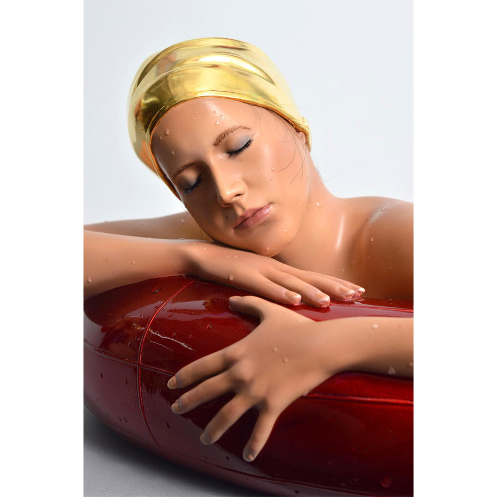 Mini Serena with Candy Red Tube and 24k Gold Leaf Cap by Carole Feuerman -  Waterfall Artful Living HOME