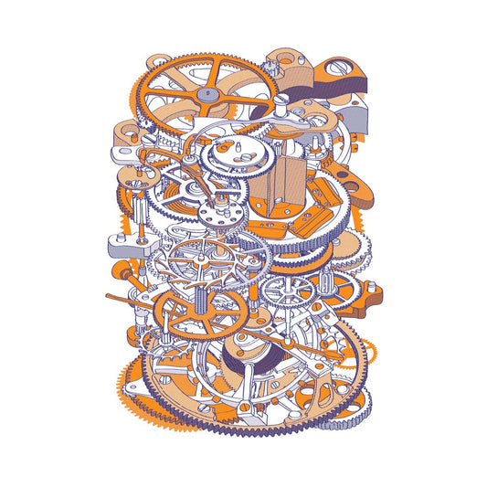 Watch Mechanism Screen Print (orange)